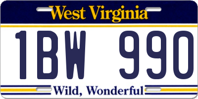 WV license plate 1BW990