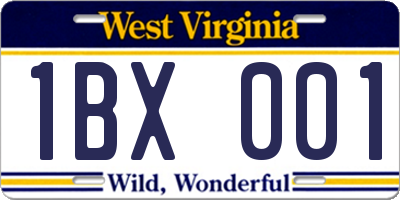WV license plate 1BX001