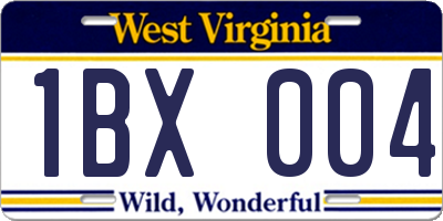 WV license plate 1BX004