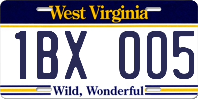 WV license plate 1BX005