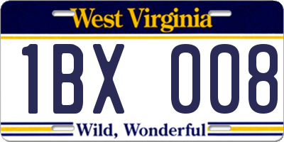 WV license plate 1BX008