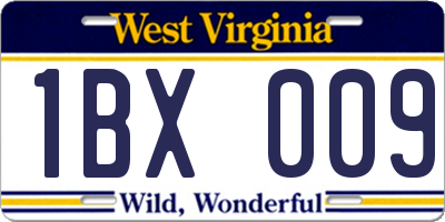 WV license plate 1BX009