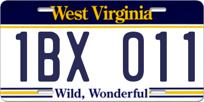 WV license plate 1BX011
