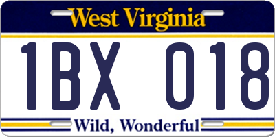 WV license plate 1BX018