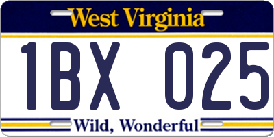 WV license plate 1BX025