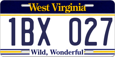 WV license plate 1BX027