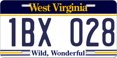 WV license plate 1BX028