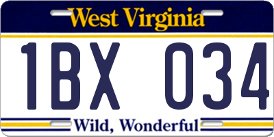 WV license plate 1BX034