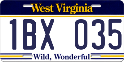 WV license plate 1BX035