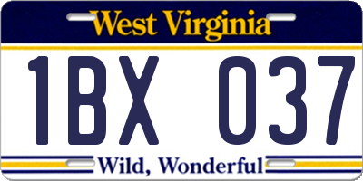 WV license plate 1BX037