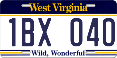 WV license plate 1BX040