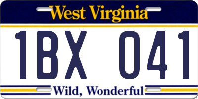 WV license plate 1BX041
