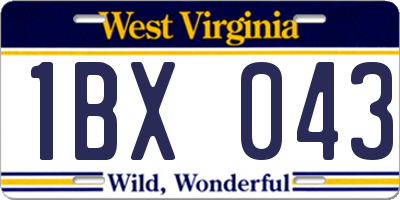 WV license plate 1BX043