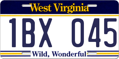 WV license plate 1BX045