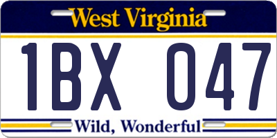WV license plate 1BX047