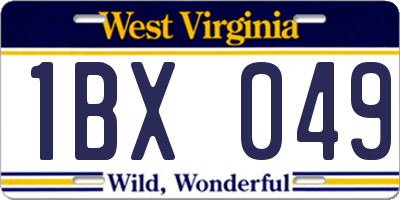 WV license plate 1BX049