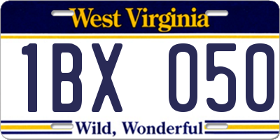 WV license plate 1BX050