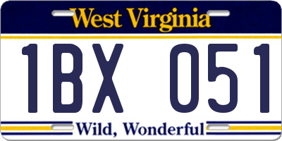 WV license plate 1BX051