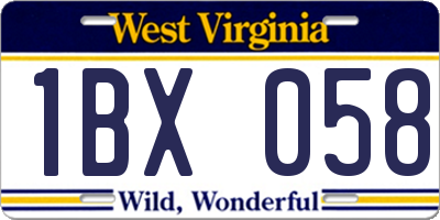 WV license plate 1BX058