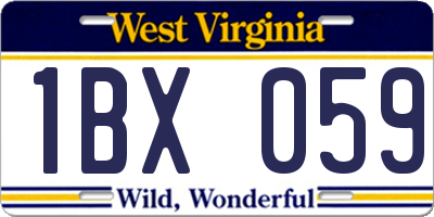 WV license plate 1BX059