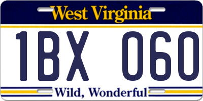 WV license plate 1BX060