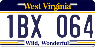 WV license plate 1BX064