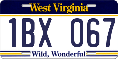 WV license plate 1BX067