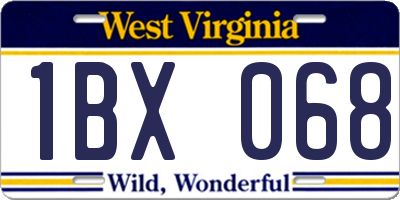 WV license plate 1BX068