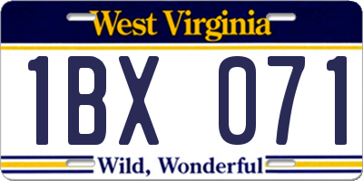 WV license plate 1BX071