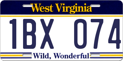 WV license plate 1BX074