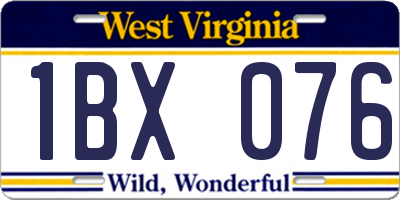 WV license plate 1BX076