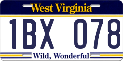 WV license plate 1BX078