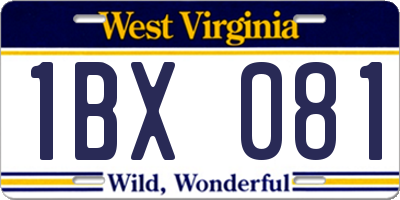 WV license plate 1BX081