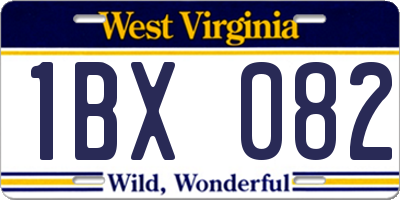 WV license plate 1BX082
