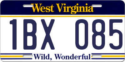 WV license plate 1BX085