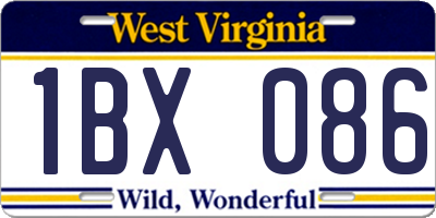 WV license plate 1BX086