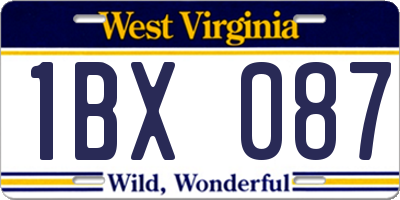 WV license plate 1BX087