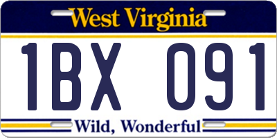 WV license plate 1BX091