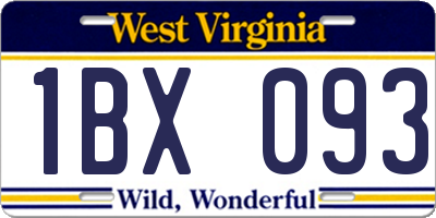 WV license plate 1BX093