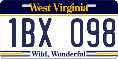 WV license plate 1BX098