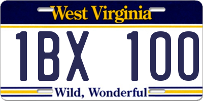 WV license plate 1BX100