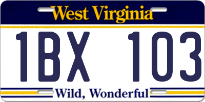 WV license plate 1BX103