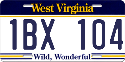WV license plate 1BX104