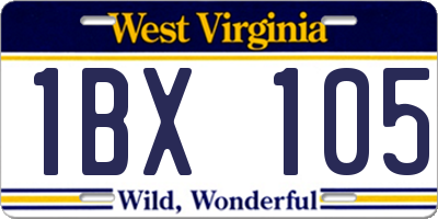 WV license plate 1BX105