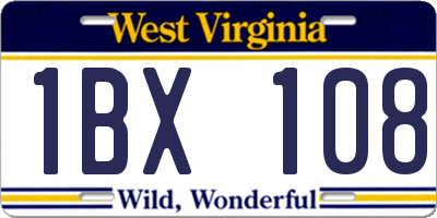 WV license plate 1BX108