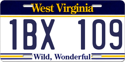 WV license plate 1BX109