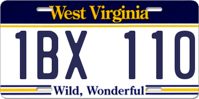 WV license plate 1BX110