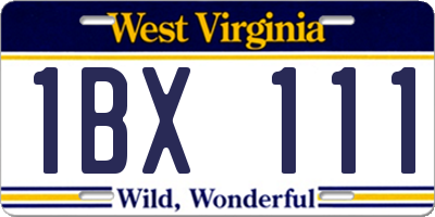 WV license plate 1BX111