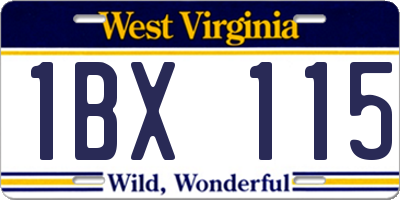 WV license plate 1BX115