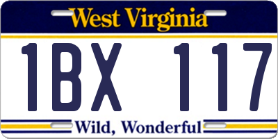 WV license plate 1BX117